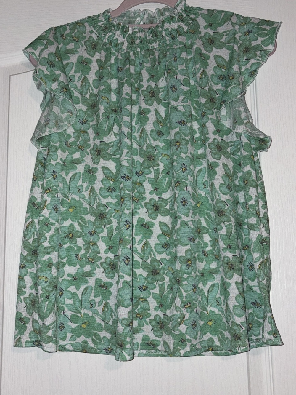 MELLODAY Green Floral Ruffle Sleeve Blouse